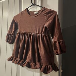 Adorable Brown Ruffle Dress for Kids